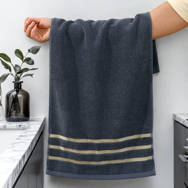 Håndklædesæt i bomuld, 6-pak, 35x75 cm, stribet moderne design Ljusgrå