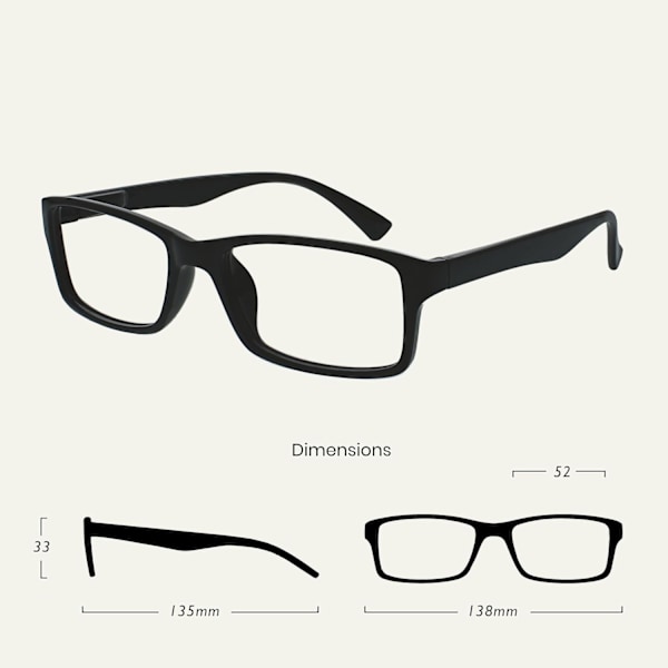 Yrityspaketti, jossa 4 mustaa design-lukulasia miehille ja naisille RRRR92-1 +2,50 Musta Black Black +2.50 Magnification