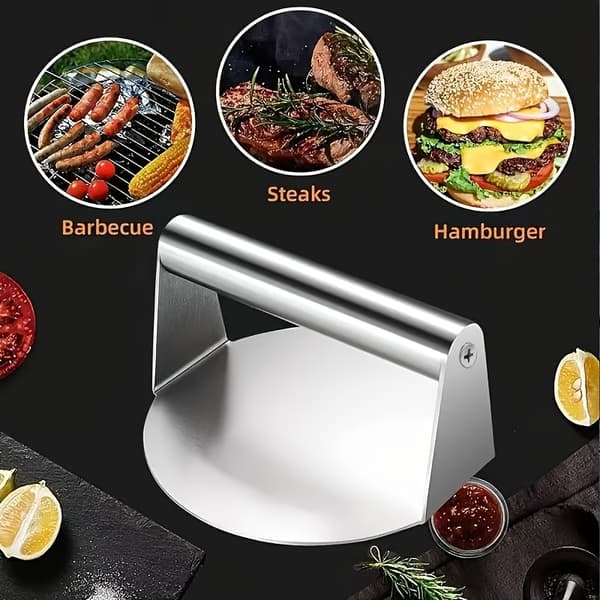 Burgerpresseform i rustfrit stål – Non-stick bøfformer til grill, BBQ og køkkenbrug Silver