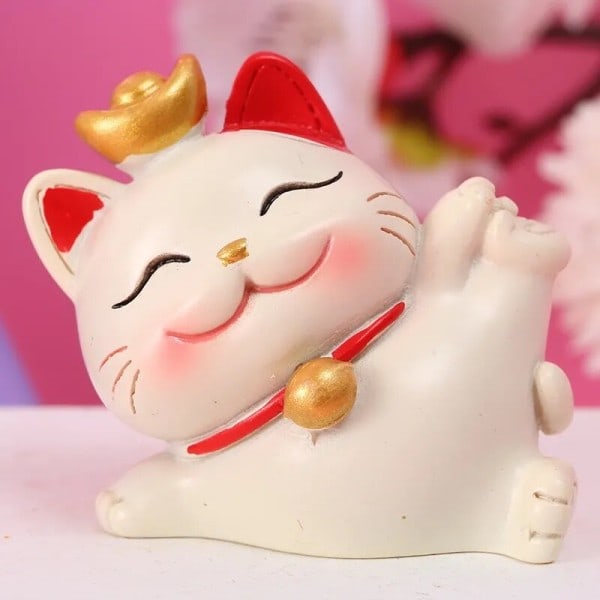 Håndlavede Søde Lykkekat Små Ornamenter Mini Bil Interiør Dekoration Resin C...