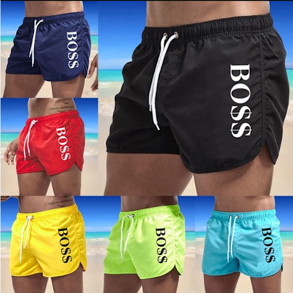 Boss Casual Fashion Strandshorts för män Badshorts Glittrande Grön Sparkling Green XXXL