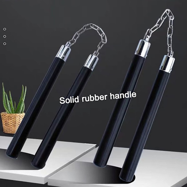 (1 stk.) Sikre Nunchucks i Fast Gummi til Træning med Stålkæde og Kuglelejer, Øvelse, Træning