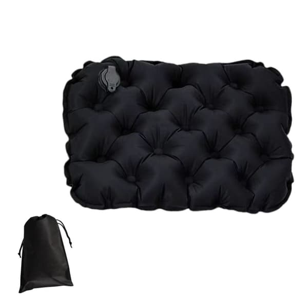 Bærbar oppustelig sædehynde, 42 x 32 cm, sort, opbevaringspose inkluderet, 40D Nylon + TPU-materiale