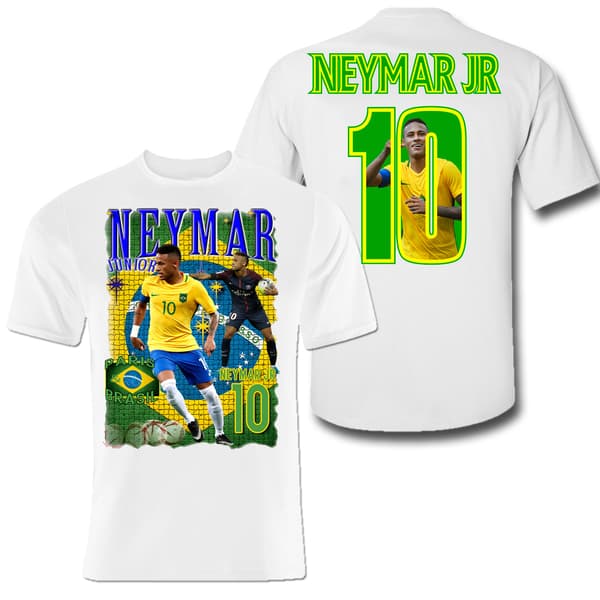 T-skjorte Neymar Brasil & Paris med trykk foran & bak M m