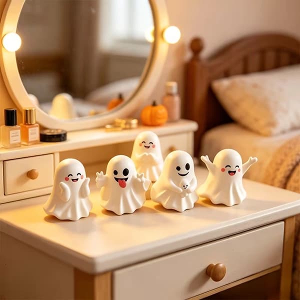 Halloween-figursett – Søt mini PVC-dekor til skrivebord, bord og fest