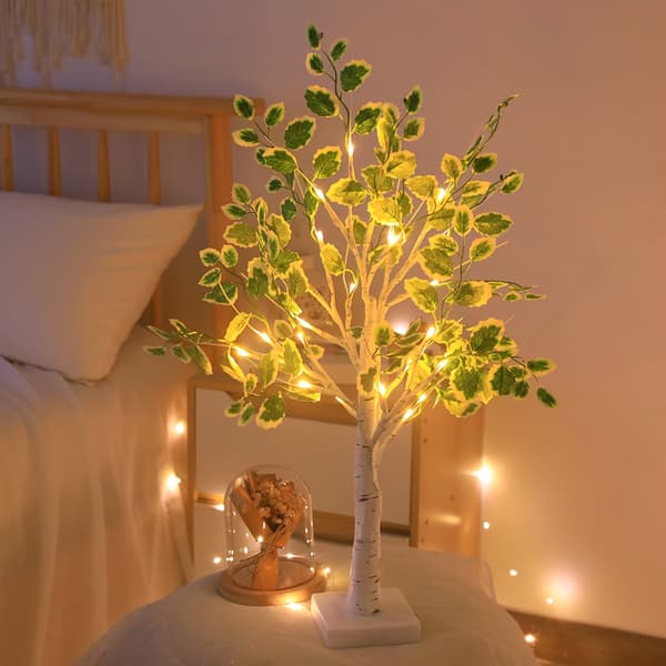 Birketræsbordlampe med USB, justerbare grene, plug-in Not provided 24 Lights Birch