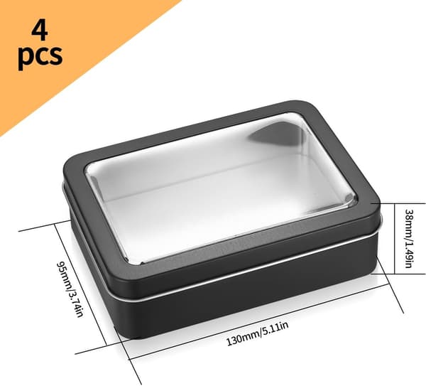 Metaldåse 4 stk. robust lækagesikker 12,5x9x3,5 cm, opbevaringsbeholdersæt