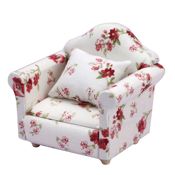 Landelig stil mini sofa til dukkehus miniature sofa og sæt træ simulering møbler pigers favoritgave Hidden flower