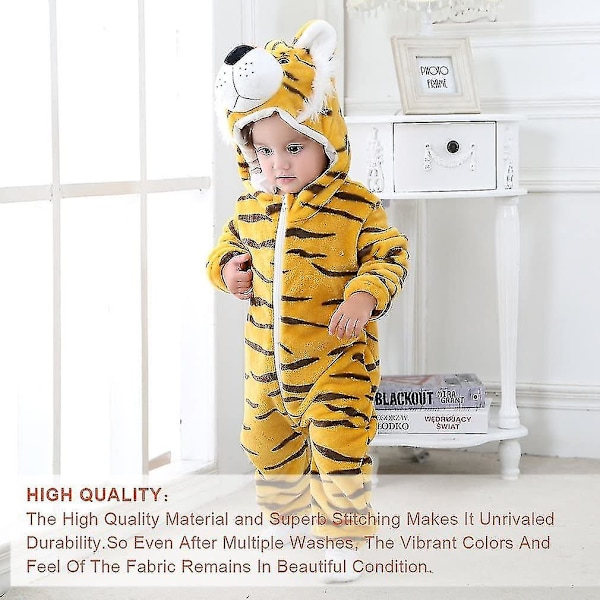 Unisex Baby Djurdräkt Vinter Höst Flanell Huvtröja Romper Cosplay Tiger Tiger 90