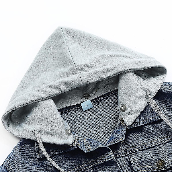 Uformell denimjakke for kvinner med avtakbar hette | Mørkeblå Dark Blue 2XL