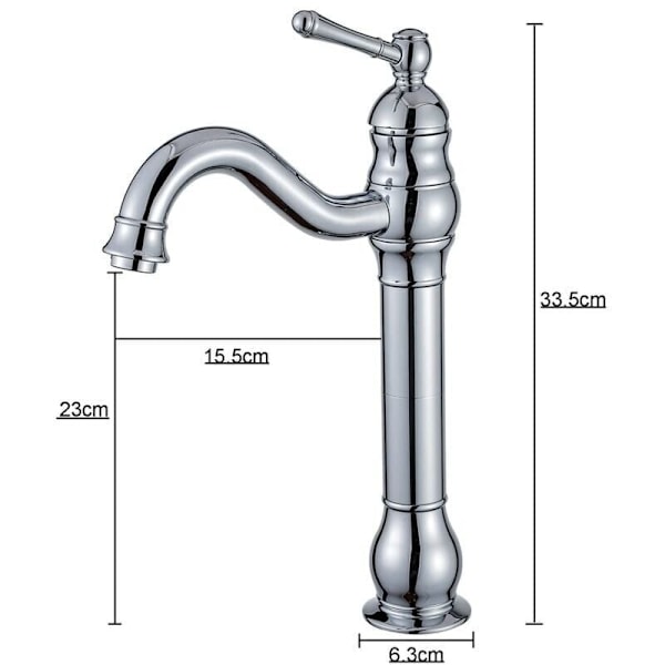Retro Håndvaskhane Svingbar 360° Enhåndsfattning Badeværelsesblander Høj Tud Koldt og Varmt Vand Tilgængeligt Krom..