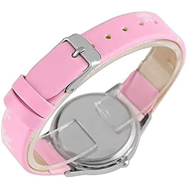 Rosa barnklocka med läderarmband, mönster: Frost, ELSA helt Frost, klockarmband, armbandsur