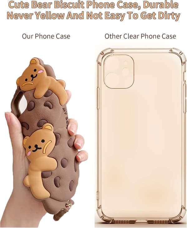 Sött 3D Tecknad Björn Tårta Silikonskal för iPhone 12 Mini, Mjukt & Hållbart med Nyckelring[ZHE]