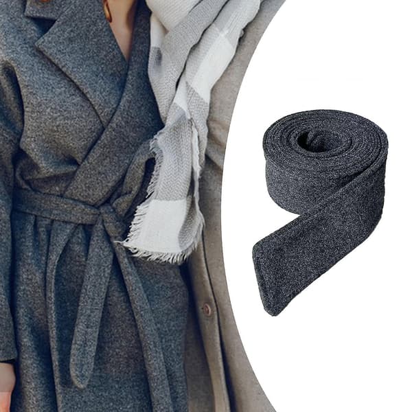 Mørkegrå ullkåpebelte for kvinner - Lang trenchcoat-slips 180cmx5cm dark gray