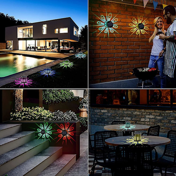 2-pack Solcellslampor för Staket, IP67 Vattentät LED-dekor för Uteplats/Trappor