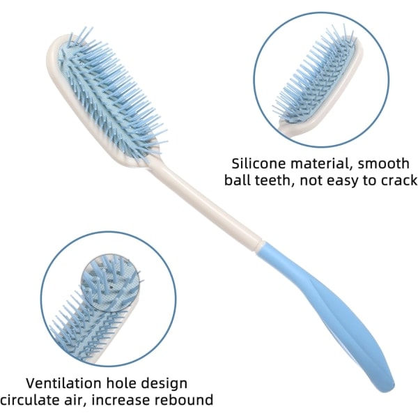 Hårbørster, langt skaft, myk kam og børste, skjønnhetshår for eldre og personer med funksjonsnedsettelse