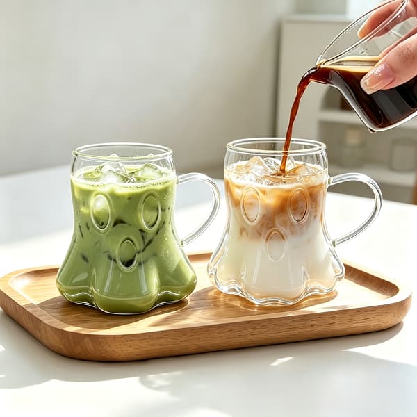Halloween Spøgelsesglas med Håndtag, Genanvendelige Drikkeglas til Feriefester 2pcs