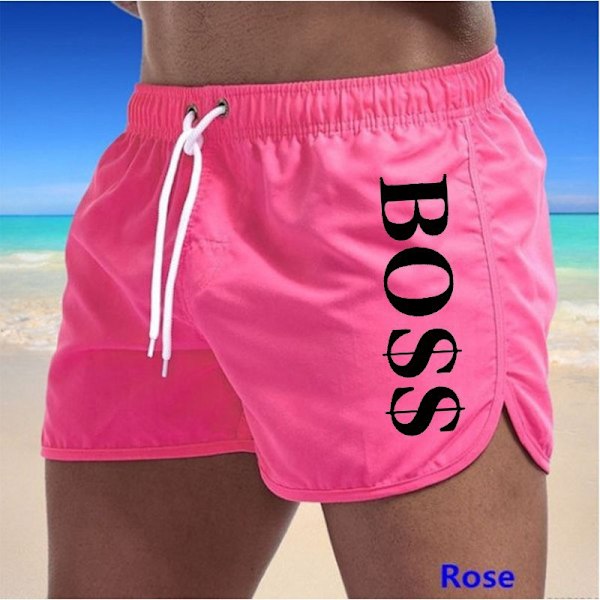 Boss Casual Fashion Strandshorts för män Badshorts Rosa 1 Rose 1 XXXL