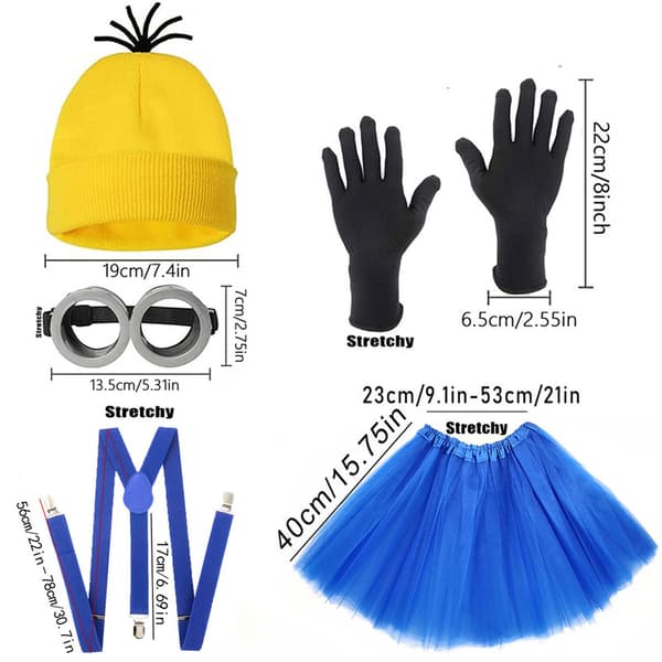 4 stk Minions Halloween Kostume Tilbehør til Voksne Blå Blue