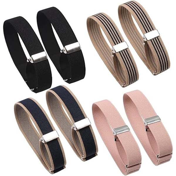 Armbåndsholdere - 4 par, elastiske unisex manchetknapper [ZHE]
