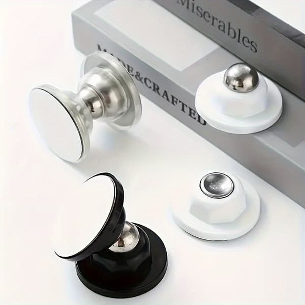 Magnetisk dørstopper med selvklæbende montering for nem installation uden boring White