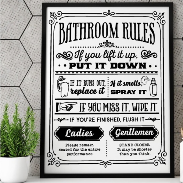 Poster Badrumsregler / Bathroom rules