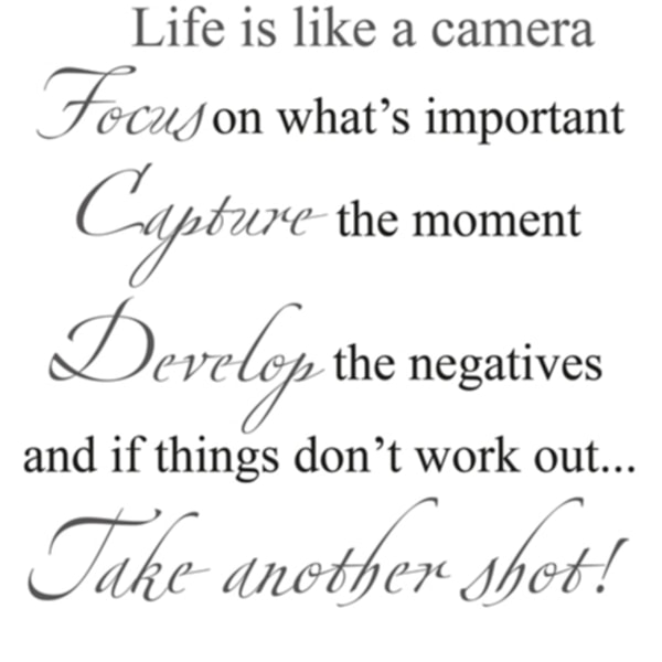 Life is like a camera Stort Väggord