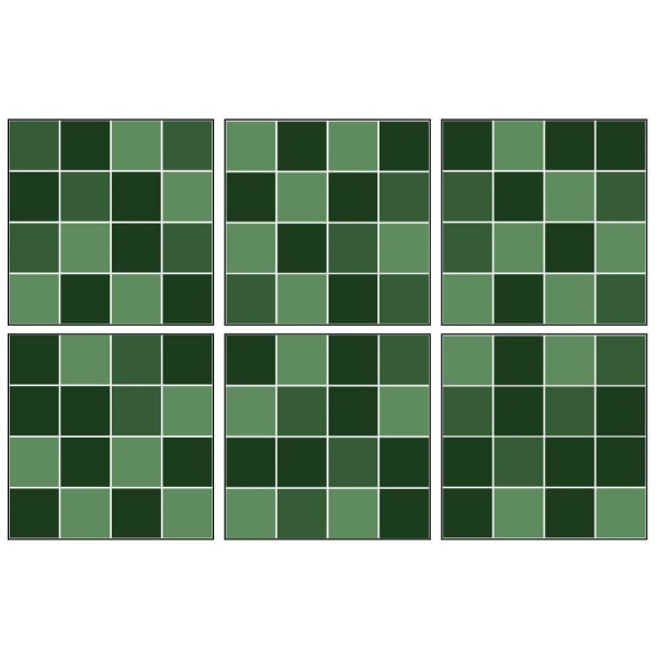 Självhäftande Kakeldekor 12-pack mörkgrön Mosaik