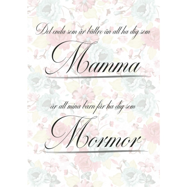 Poster Mamma - Mormor A4 (29,7x21 cm)