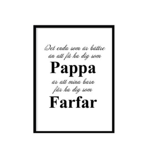 Poster Pappa - Farfar A4 poster julklapp fars dag