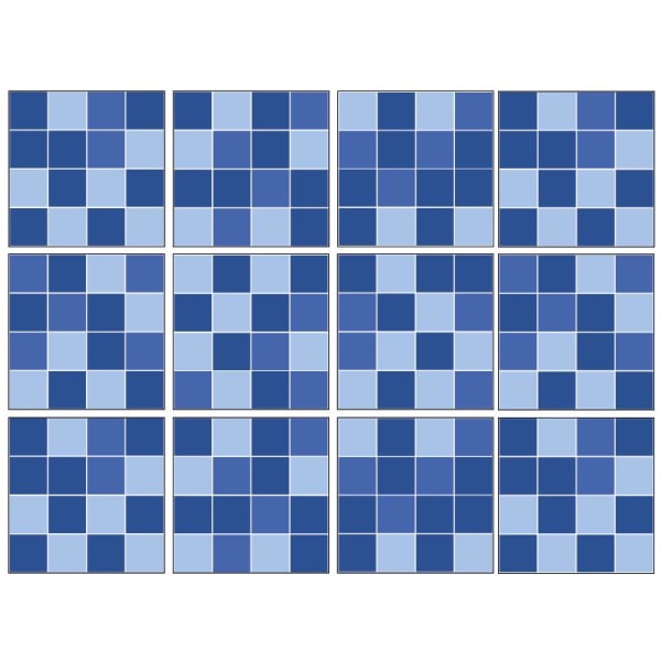 Självhäftande Kakeldekor 12-pack blå Mosaik