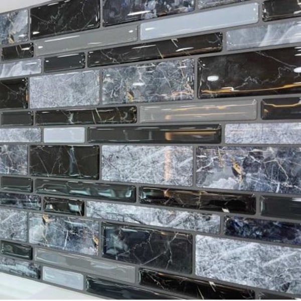 Mörk marmor mosaik Självhäftande 3D-dekor