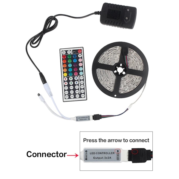 Ledslinga för RGB + Vit Fjärrkontroll LED 1 meter TV