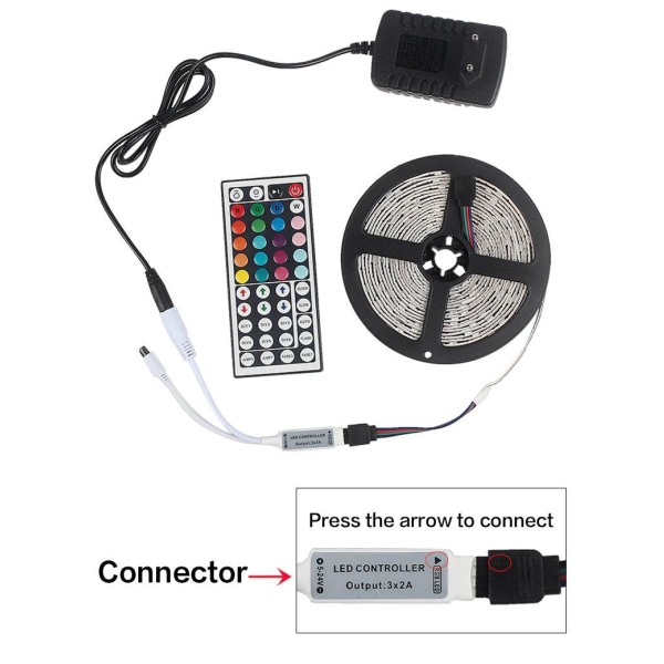 Ledslinga för RGB + Vit Fjärrkontroll LED 2 meter TV