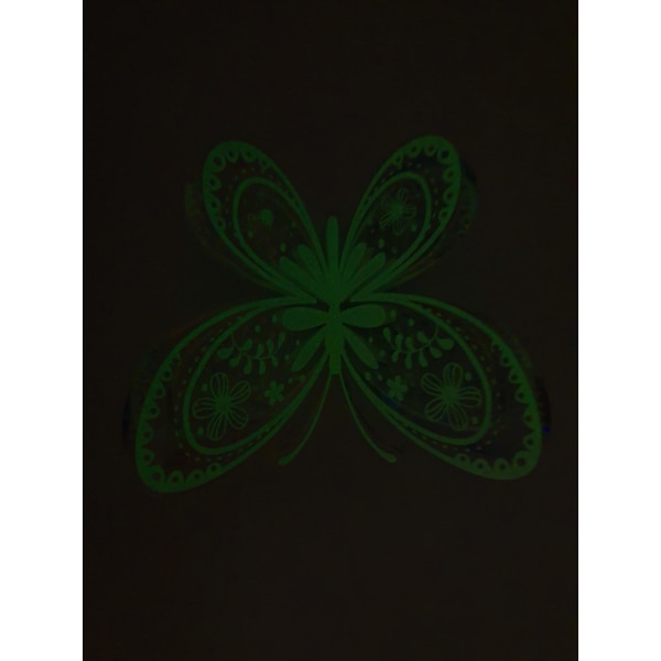 Fjärilar 3D effekt 6 stycken Glow in dark Självlysande