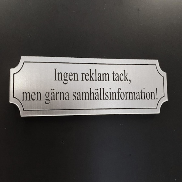 Ingen reklam, samhällsinfo Klassisk Metallic Självhäftande