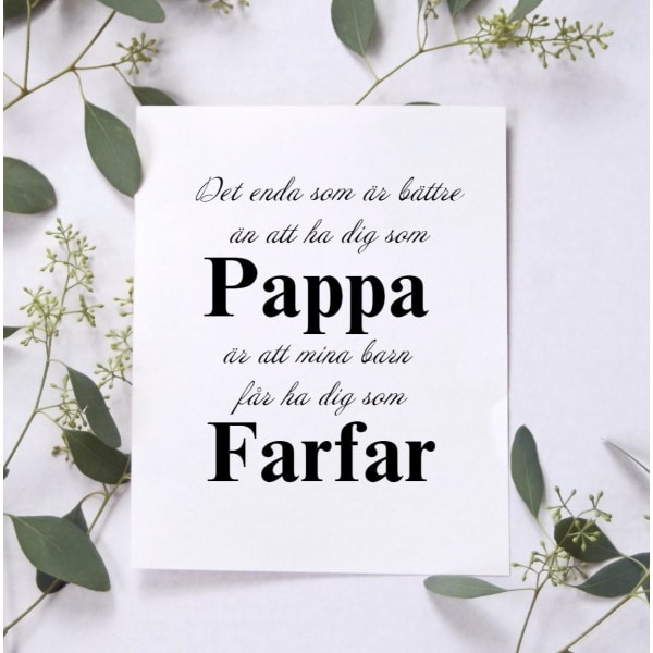 Poster Pappa - Farfar A4 poster julklapp fars dag