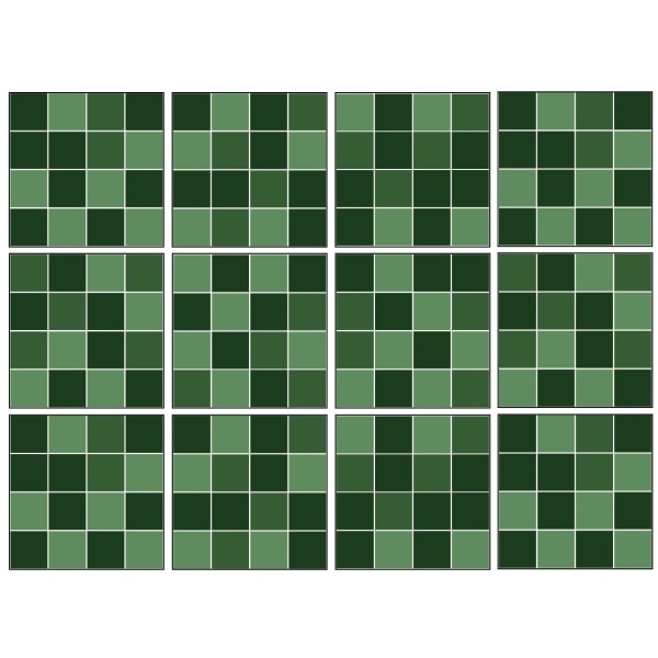 Självhäftande Kakeldekor 12-pack mörkgrön Mosaik