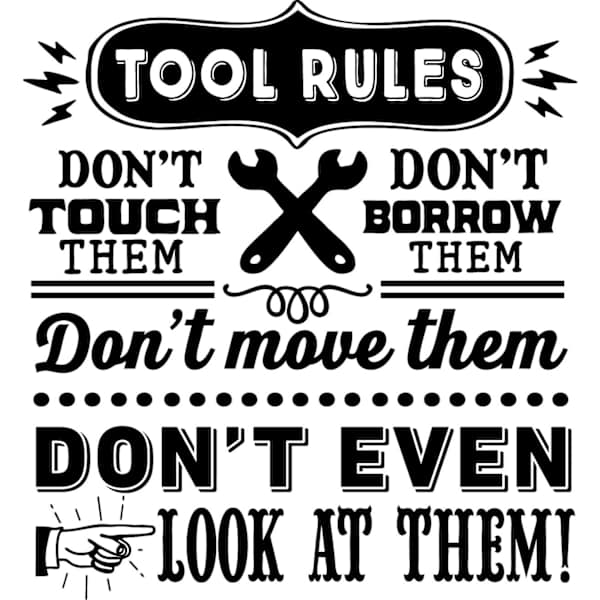 Tool rules Rolig väggdekor, väggtext