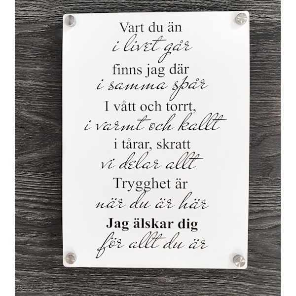 Poster/Tavla i akryl Kärleksdikt Vit Vit