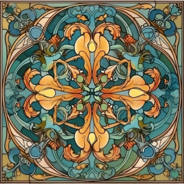 Art nouveau modell 2 självhäftande kakeldekor 12st