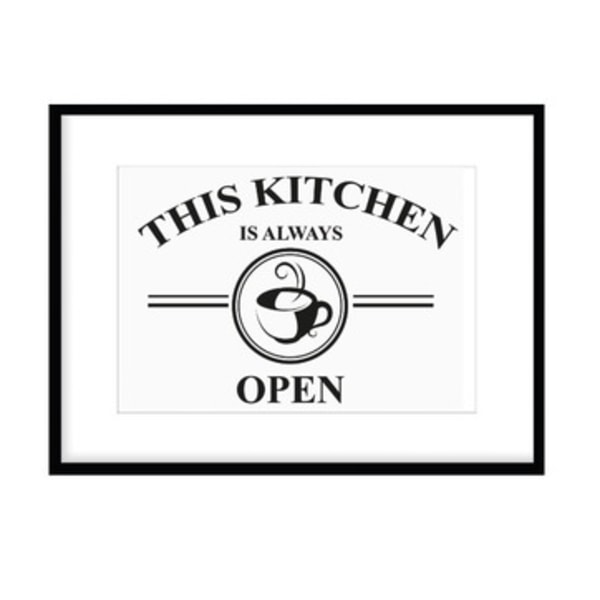 Poster This kitchen is always open kaffekopp A4