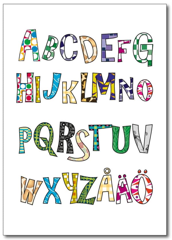 Poster Färgglada alfabetet A4