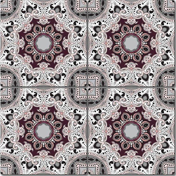Marrakech Grå/Vinröd kakeldekor 30-pack