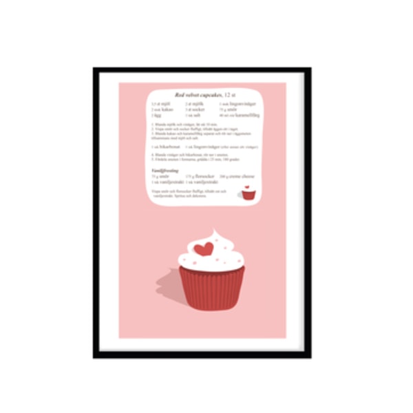 Poster Red velvet Cupcake recept A4