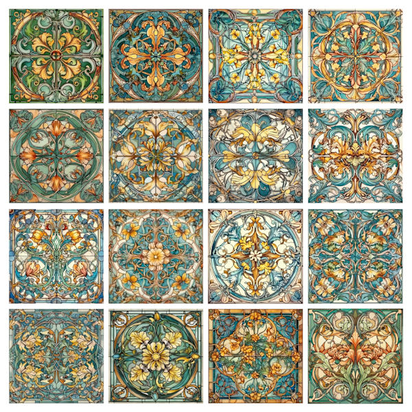 Art nouveau 16-pack Blank Kakeldekor