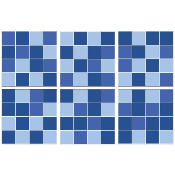 Självhäftande Kakeldekor 12-pack blå Mosaik