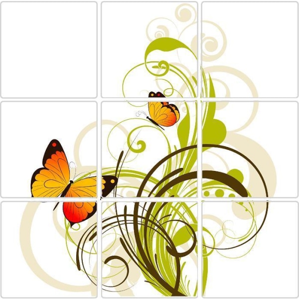 Självhäftande kakeldekor Fjärilar & Växt Kakeldekor