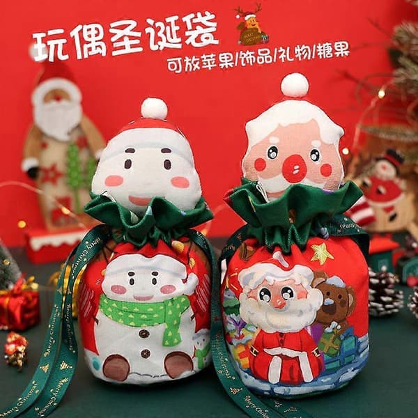 Juldekorationer, juläppelpåsar, julaftonsäppelpåsar, godispåsar för förskolan, presentpåsar i linne (Peng) Elk