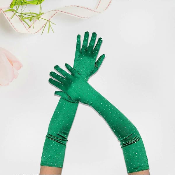 Eleganta stretchiga strasshandskar för bröllop, brudtärnor, dansare och sångare, mesh-vantar i blått, 2-pack (Peng) Blue